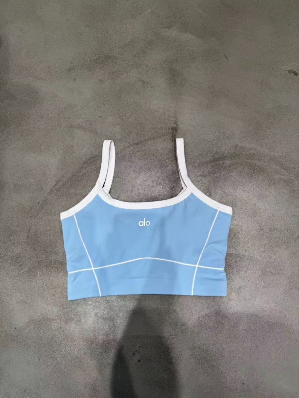 Alo Yoga Light Blue and White Color Block Workwear Set, Size S. - Picture 6 of 8